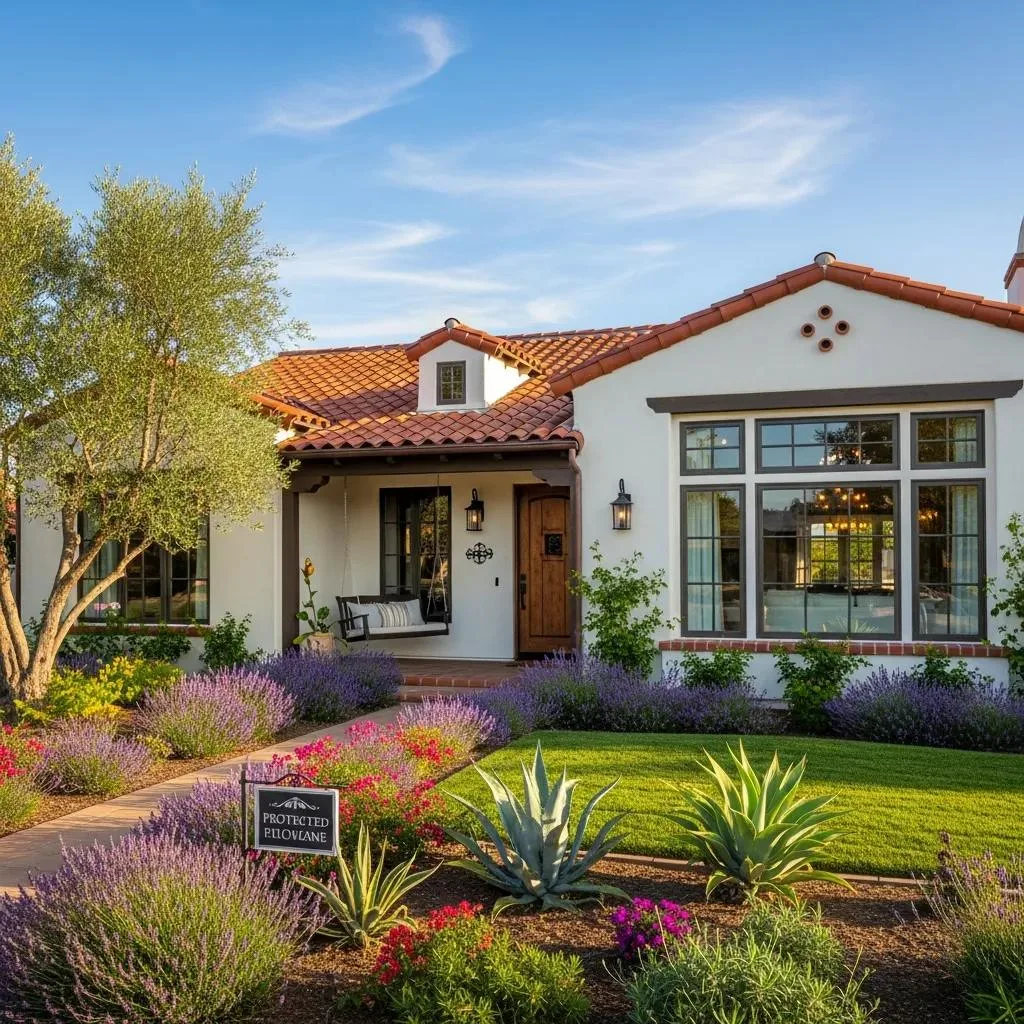 Beautiful California home with vibrant landscaping, representing the concept of the California Homestead Exemption and asset protection in Chapter 7 bankruptcy.